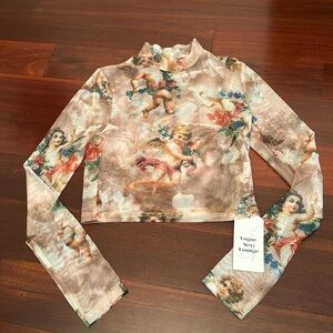NWT Cherub Shirt long sleeve sheer  Size Small